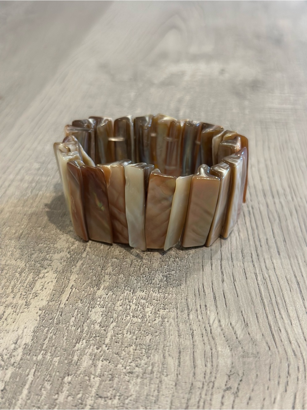 Natural Abalone / Mother of Pearl Shell Stretch Bracelet Chunky Cuff